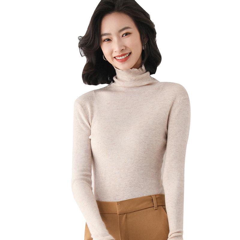 Women's Slim Fit High Neck Wool Base Layer Sweater - Autumn/Winter Collection