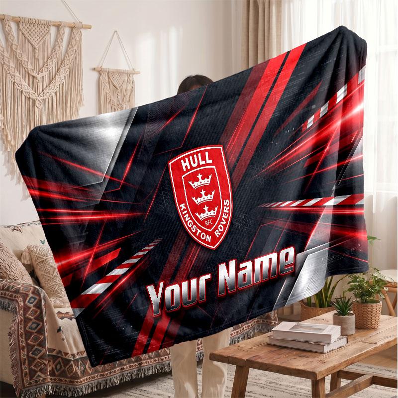 Hull KR Flannel Blanket, Custom Name Text Personalized Soft Throw Blanket Home Decor Gift