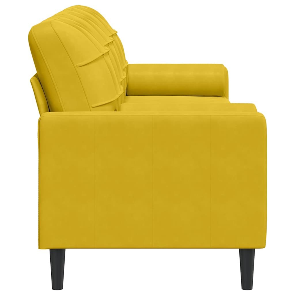3 Seater Sofa with Decorative Cushions Yellow 210 Cm Velvet
