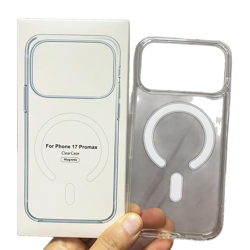 Premium Transparent Magnetic Phone Case for iPhone 17 Pro Max/16, includes original packaging and fits iPhone 15.