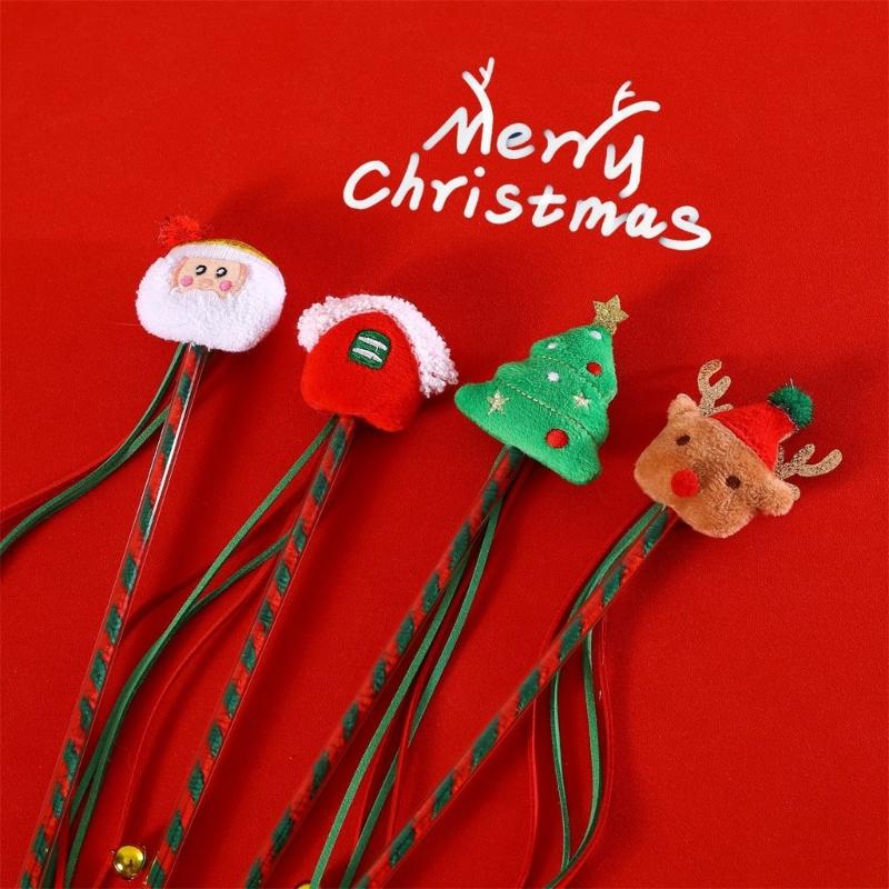 Lovely Cat Plush Toy Cat Wand Toy Fishing with Plush Reindeer for Indoor Cats Kitten Playing Teaser