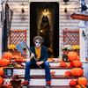 2D Halloween Haunted Girl Door Banner, Scary Spooky Party Decor