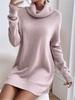 Autumn Winter New Solid Loose High Neck Knit Sweater Dress