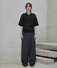 GLW Double-Pleat Wide Striped Slacks Charcoal