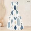 Women Plus Size Two Piece Outfit Round Neck Sleeveless Tie Waist Flared Dress Three Quarter Sleeve Open Cardigan Geometric Printed Pink Black White