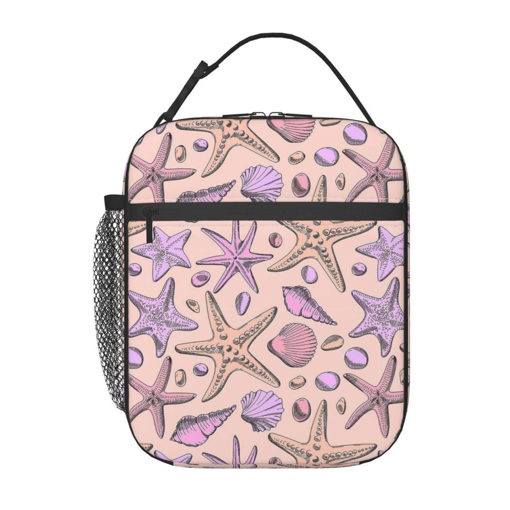 Lila Schalenmuster Isolierte Lunchtasche für Damen Kinder Tragbar Lebensmittelboxen Thermische Lunchbox Tragetasche