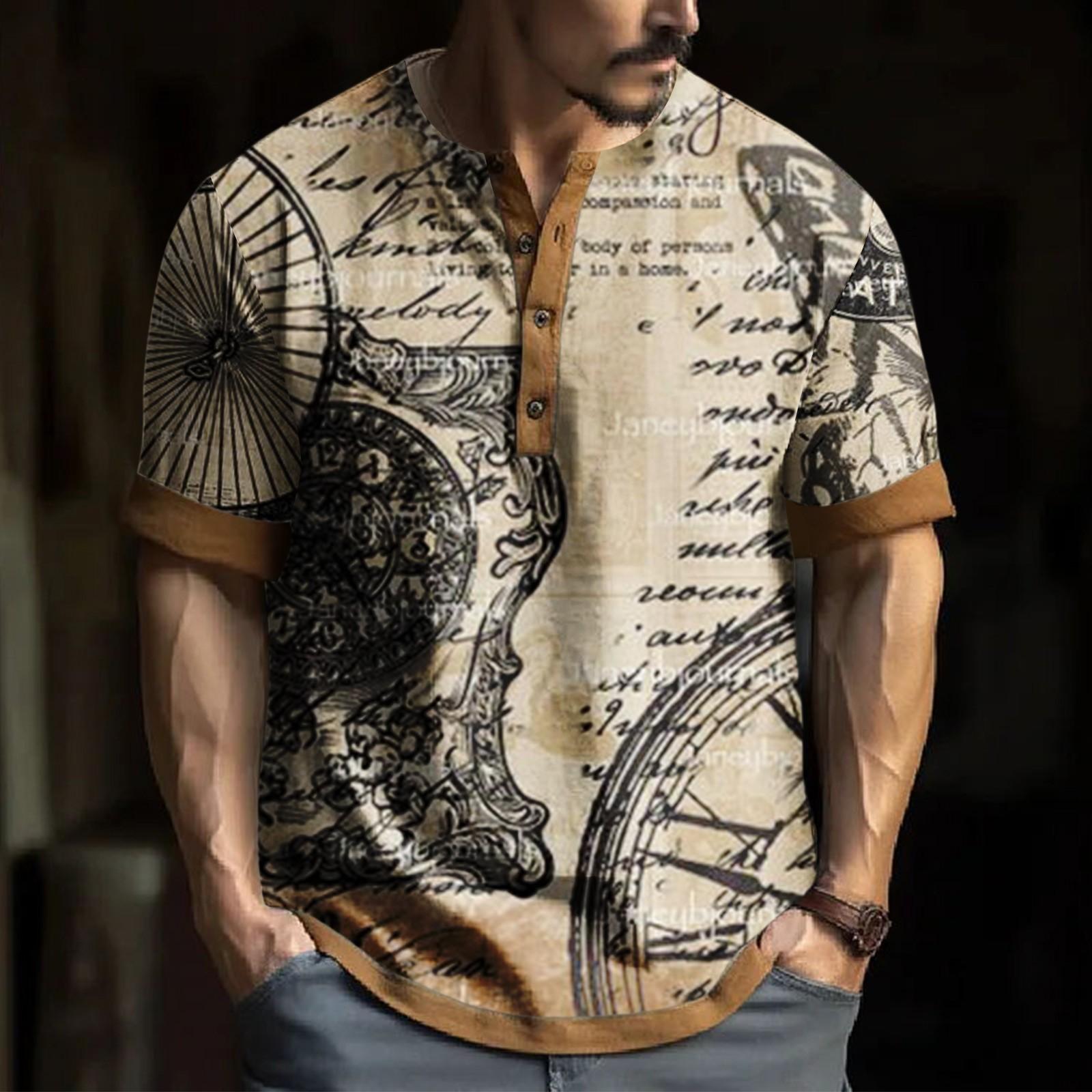 

Мужская модная футболка с коротким рукавом и вышивкой с коротким рукавом и принтом на весну и лето M бежевый