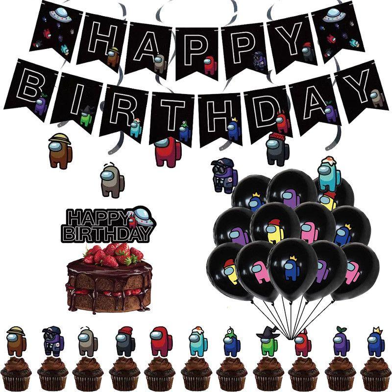 Us Among Party Supplies Decorations Set Cake Topper Latex Balloon Birthday Kids
