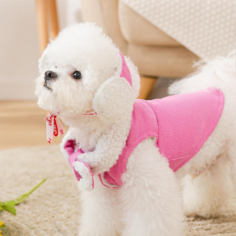 Earmuffs and Vest Set for Dogs Winter Clothes Dog Outerwear Coat