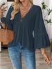 2026 European Women's Retro V-neck Ruffle Sleeve Spring/Summer Top
