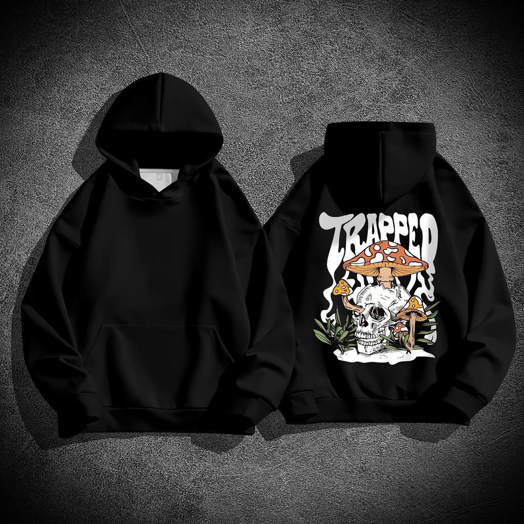 Skull Mushroom Printed Solid Unisex Hoodies Casual Autumn/Winter Sports Shirt Street Long Sleeves Minimalist Top sweatshirt