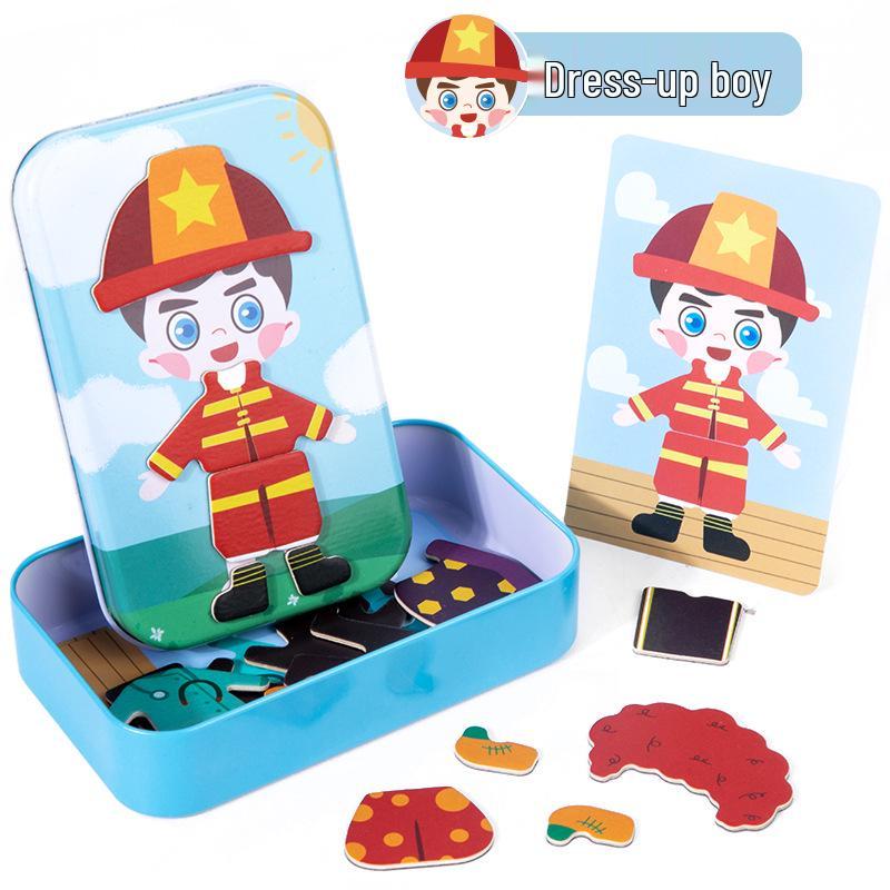Tin Box Magnetic Dress-Up Puzzle: Children's Educational Toy for Early Development
