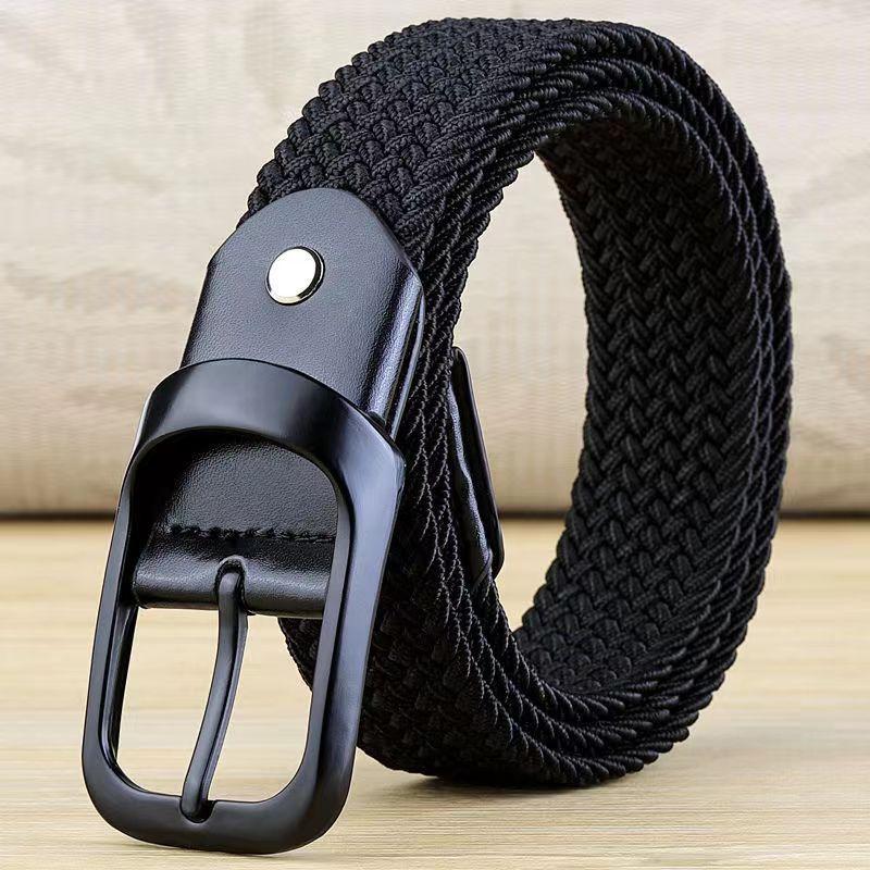 Universal Men'S And Women'S Woven Elastic Canvas Belt, Elastic And Non-Porous, Randomly Interspersed Belt, Breathable And Comfortable Belt