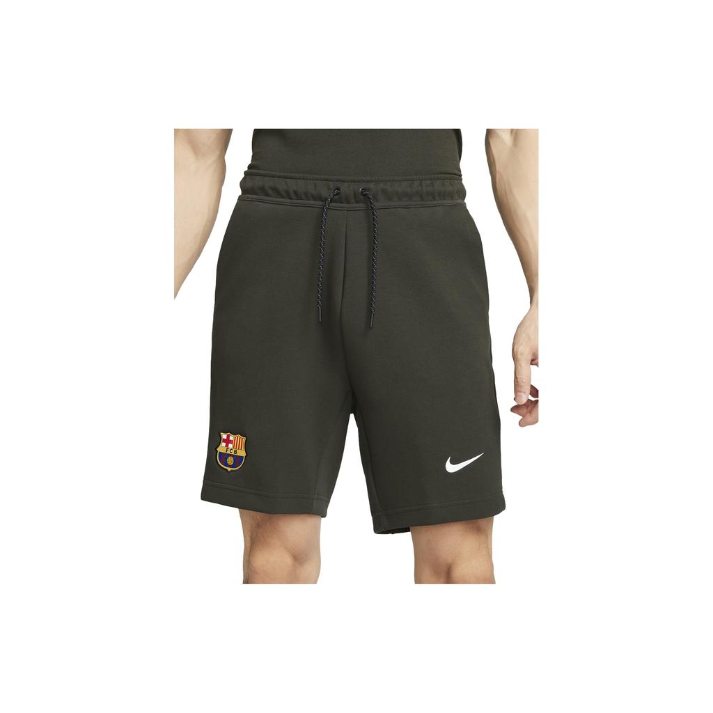 Nike FC Barcelona Tech Fleece Logo Print Drawstring Sports Shorts Men Shorts Olive-Green DV5560-355