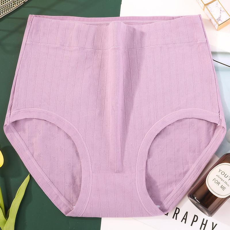 Women's High Waist Plus Size Cotton Underwear Breathable Solid Color Maternity Festival Briefs For Mature Women