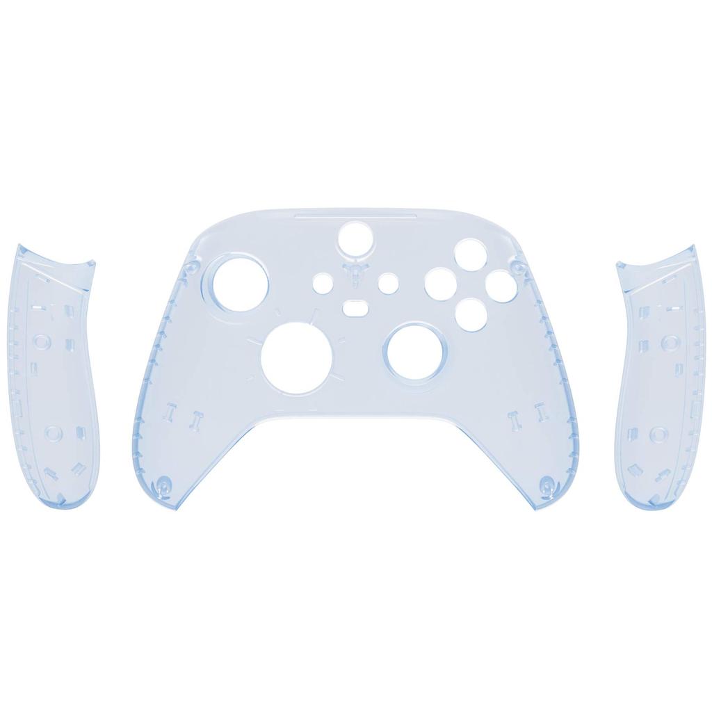 eXtremeRate Side Rail Grip Shell for Xbox Core Wireless Clear Glacier Blue Replacement Front Housing Cover Handle Faceplate for Xbox Series X S