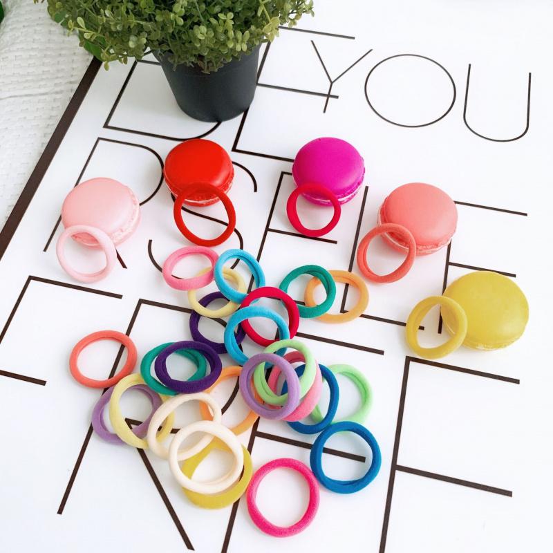 50-piece set of Korean-style gradient color seamless hair ties, colorful high-elasticity towel hair bands, 2 boxes