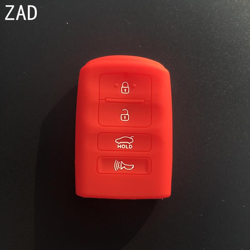 

ZAD silicone rubber car key case cover shell skin holder protector for KIA New K7 K9 2013 2014 2015 2016 4 buttons key set красный
