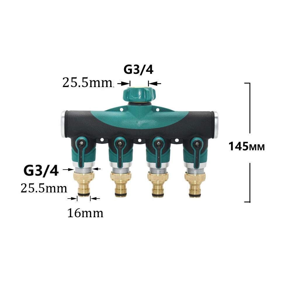 3/4“ Thread 4-Way Tap Hose Water Splitter Valve Zinc alloy Outdoor Faucet For Garden Irrigation Systems