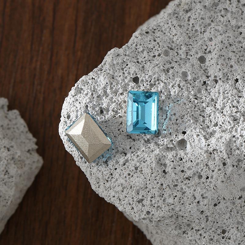 Shein Pointed Bottom Diamond Colorful Sugar Crystal Glass Diamond K9 Nail Drill Right Angle Large Rock Sugar Nail Drill