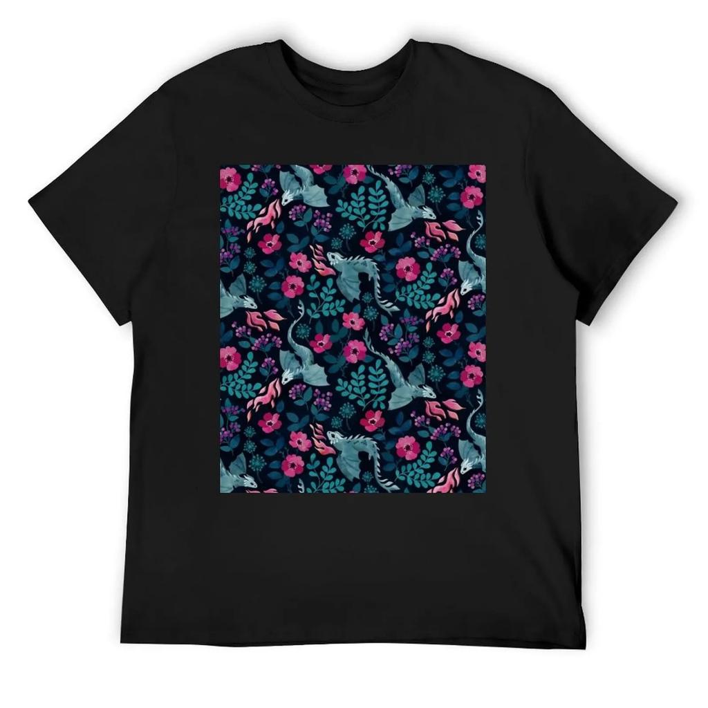 Dragons floral in dark jewel tones T-Shirt
