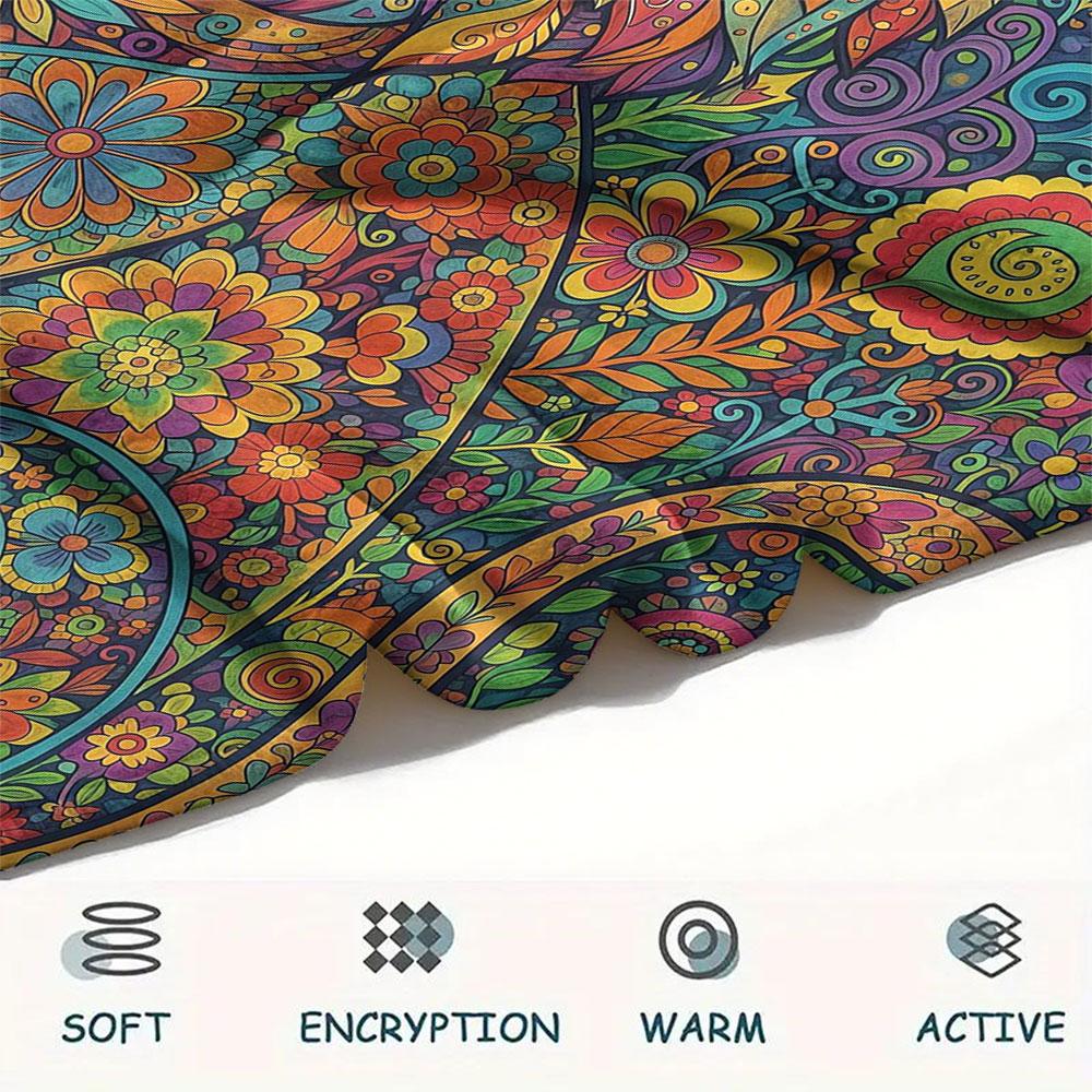 1Pc Mandalapainting Print Flannel Blanket, High Quality Comfortable for All Seasons, Home Decor, Warmth and Comfort, Perfect for Christmas Gifts