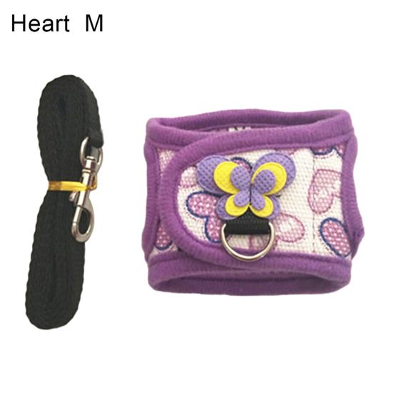 

Pet Rabbit Hamster Star Lip Print Butterfly Harness Vest Leash Traction Rope M