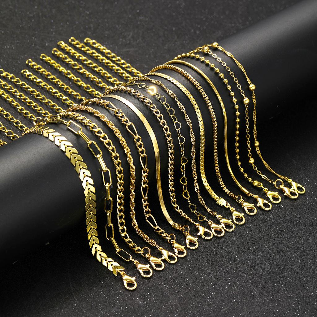 15 Stück Vintage Elegantes Goldfarbenes Herz Schlangenketten Armband Set Einfache Mehrfacharmbänder Für Frauen Mode Tägliches Tragen Schmuck Geschenk