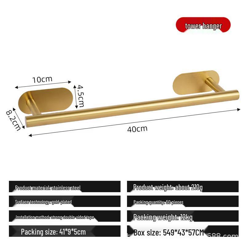 Stainless Steel No-Drill Bathroom Tissue & Towel Holder Rack