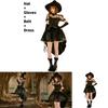 Black Lace Mesh Witch Tailcoat Dress Costume For Halloween Party Cosplay