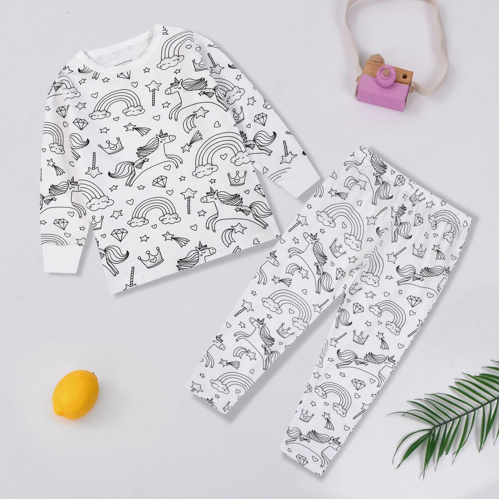 

Детский комплект домашней одежды Sketch Coloring Fun Раскрашенная вручную домашняя одежда Пижамный комплект 120 белый