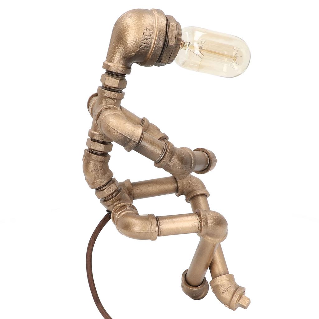 Retro Desk Lamp Unique Pipe Robot Shape E27 Exquisite Vintage Table Lamp for Home Living Room Cafes