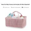 Braided Quilted Diaper Caddy Organizer Boho Nursery Storage Basket with Compartment Portable Handle Baby Wipes Diaper Bag Bin Newborn Essentials