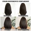 Dark Tea Brown Shoulder Length Straight Wig for Women - Layered Design Daily Outdoor Realistic Hair Full Cap Natural Wig