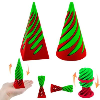 2Pcs 3D Printed Spiral Cone Toy Impossible Pyramid Passthrough Sculpture Vortex Thread