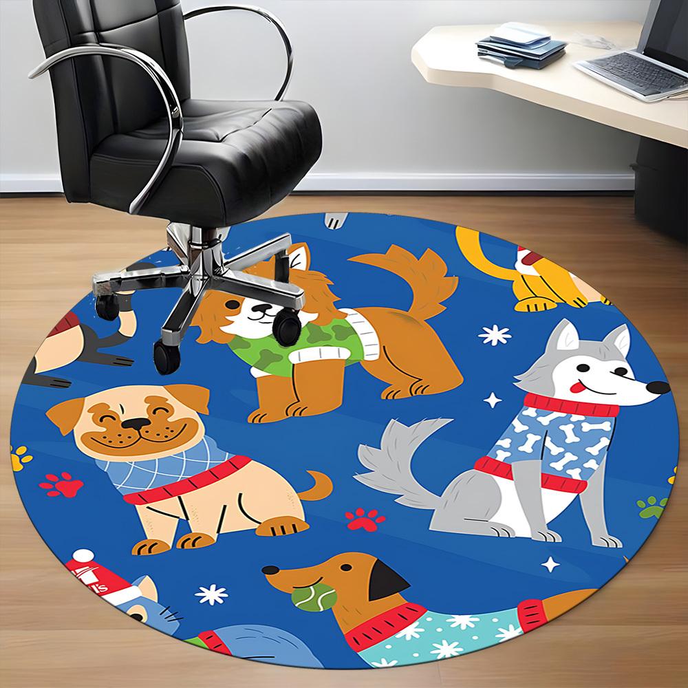 1PC Paw Prints Pet Office Round Area Rug, Mat Suitable ForOffice, Under Office Chairs Bedroom Living Room Home Decor, Room Deco
