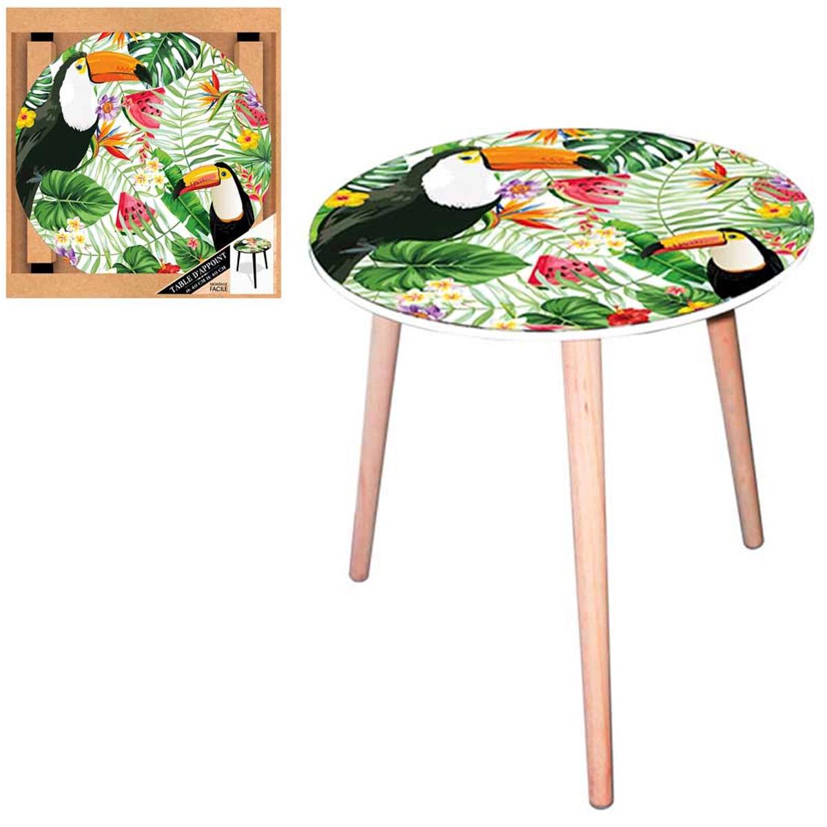 

Les Trésors De Lily [Q5149] - Стол деревянный круглый Тропический разноцветный зеленый (тукан) - 40 см