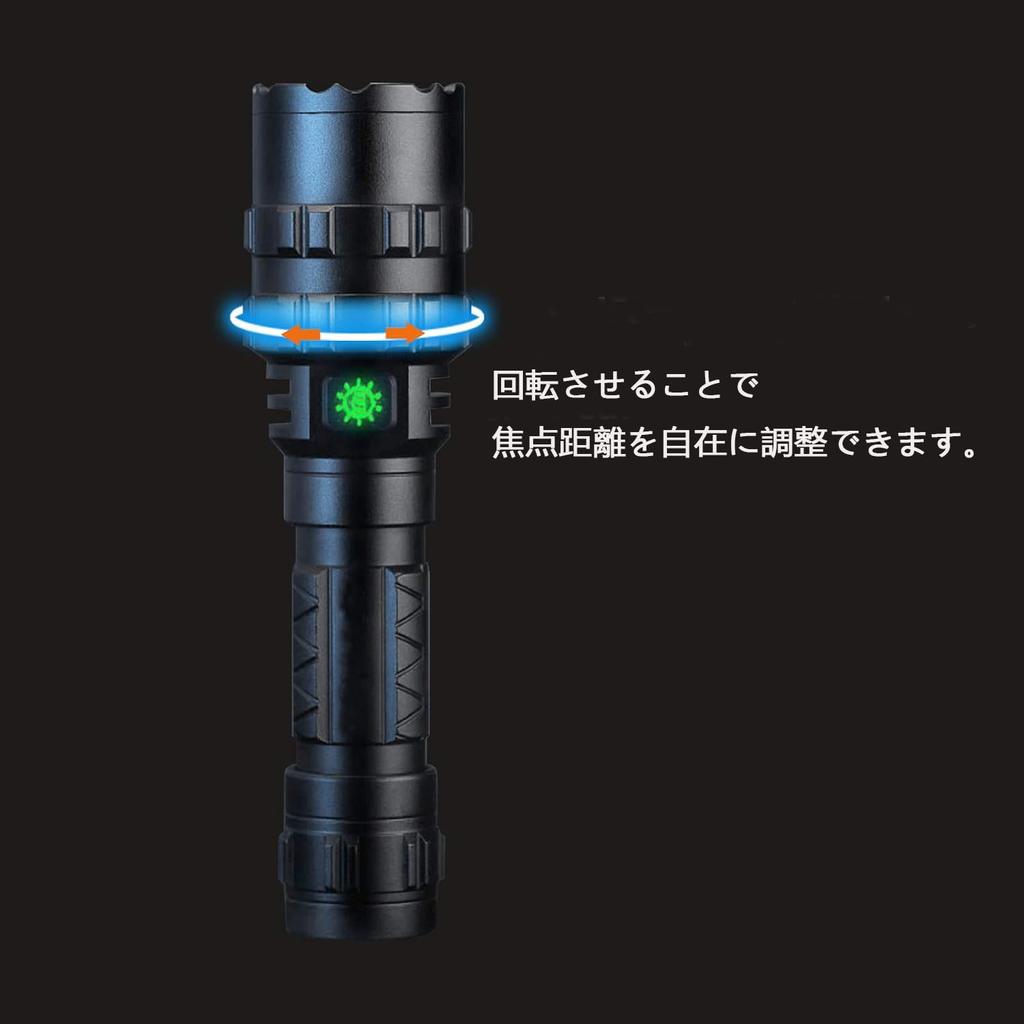 1200 Lumens Green LED Flashlight with Rotating USB 5 Lighting IPX6 Portable Green LED Lightweight and Ideal for Animal and Night Fishing