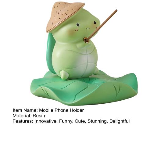 Yousheng Frog/Tortoise Incense Stick Holder with Lotus Leaf Phone Holder Cute Resin Desk Ornament for Home Office Table Shelf Decor