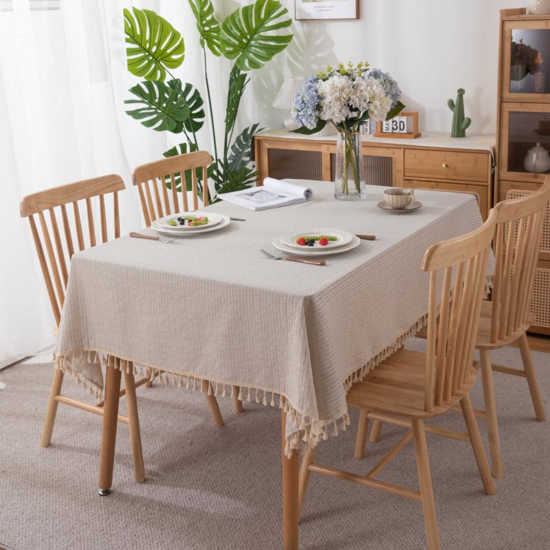 Log Wind B & B Cotton Jacquard Geometric Stripe Rectangular Tablecloth Coffee Table Dining Table Cloth Cover