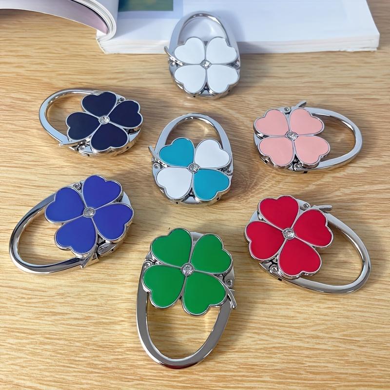 Creative Folding Lucky Grass Hanging Hook Four-leaf Clover Bag Hook Tableside Hanging Hook No Drilling or Glue Required
