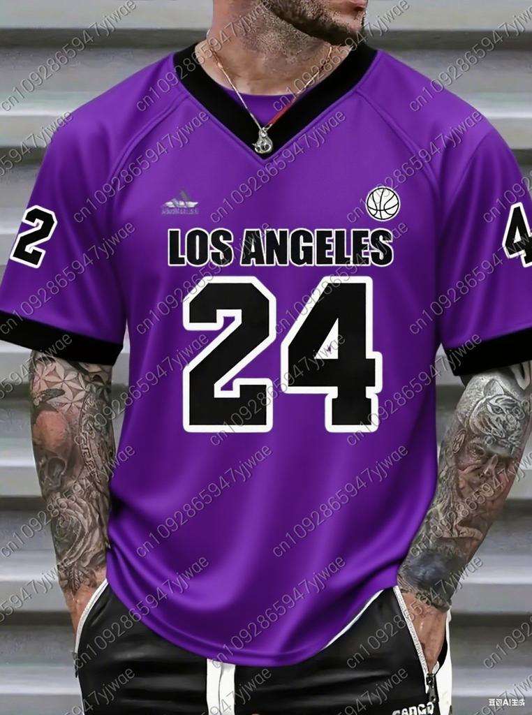 Number23 Los Angeles Print Mens T-Shirt Man Short Sleeves Sportwear Football T-Shirt Vintage Oversize 5 Colors Tees Men Clothes