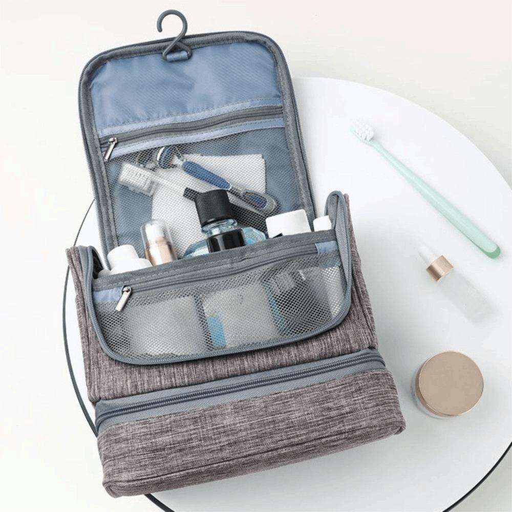 Portable Solid Color Hanging Makeup Bag Multifunctional Waterproof Cosmetic Bag Oxford Cloth Large Capacity Toiletry Bag Travel