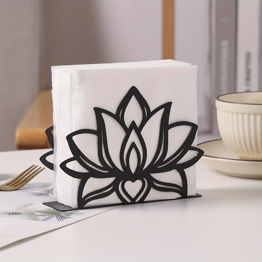 1pc Elegant Metal for Lotus Flower Napkin Holder - Stylish Kitchen & Dining Tabletop Accessory,Ideal for Home and Restaurant Use