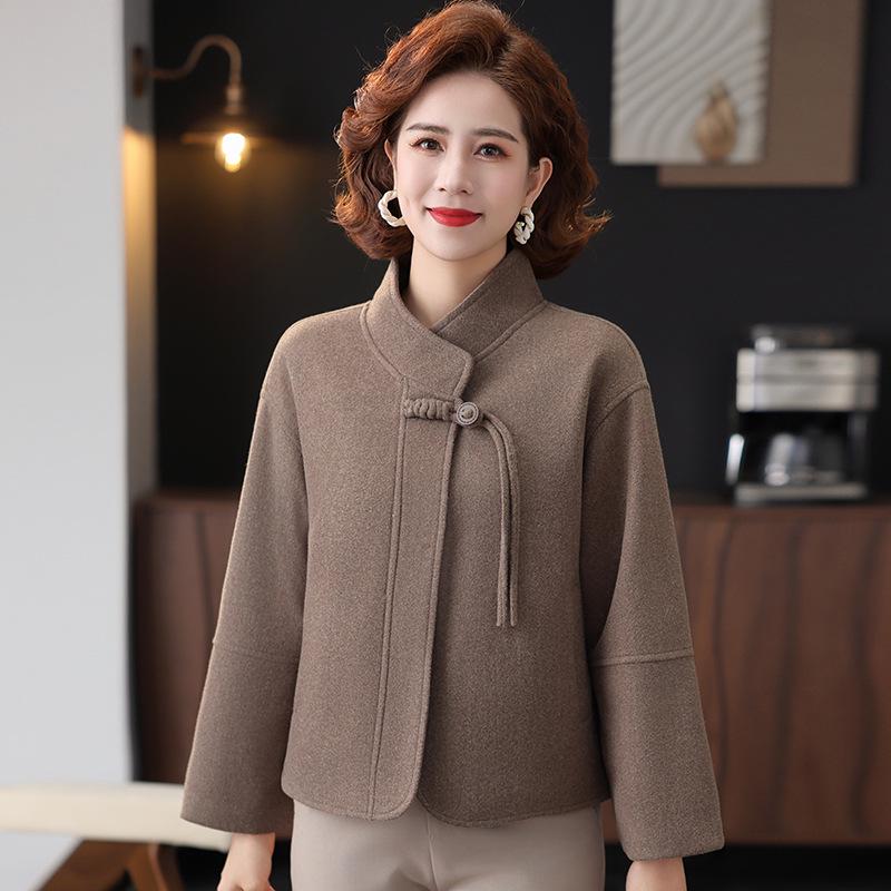 Elegantní oboustranný vlněný kabát pro ženy středního věku - Kolekce jaro a podzim 2025