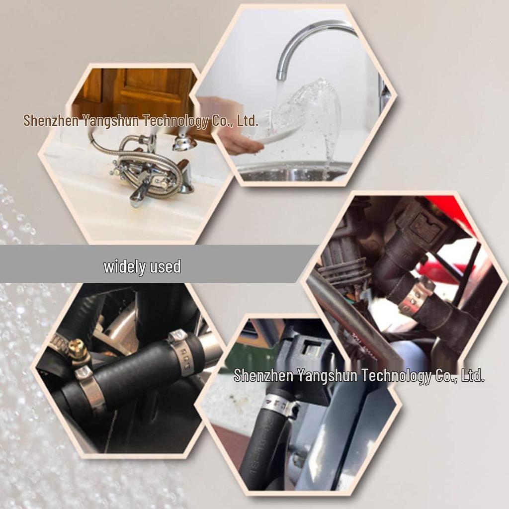 100-Piece Set: 304 Stainless Steel Single Ear Stepless Hose Clamps (5.3-15.3mm) with Pliers