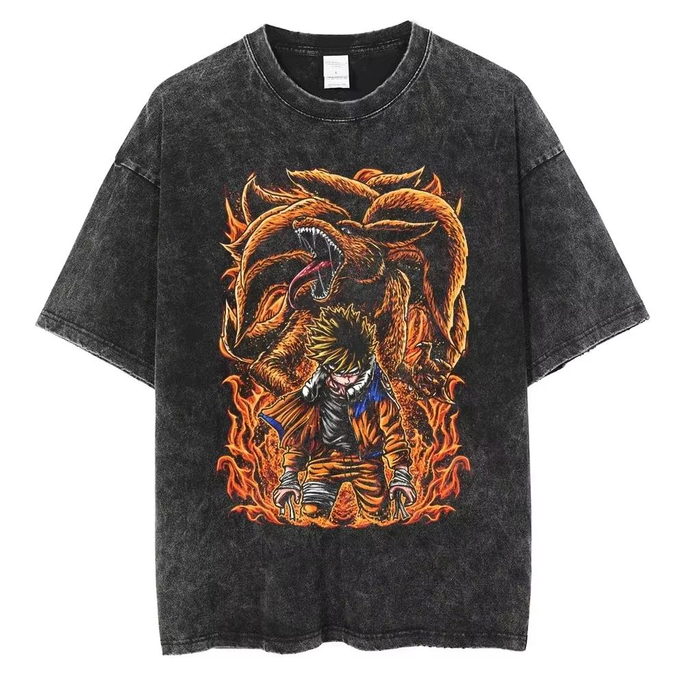 2026 Anime Jujutsu Harajuku Vintage Lavato Maglietta Cotone Uomo Streetwear Donna Manica Corta Unisex Y2k