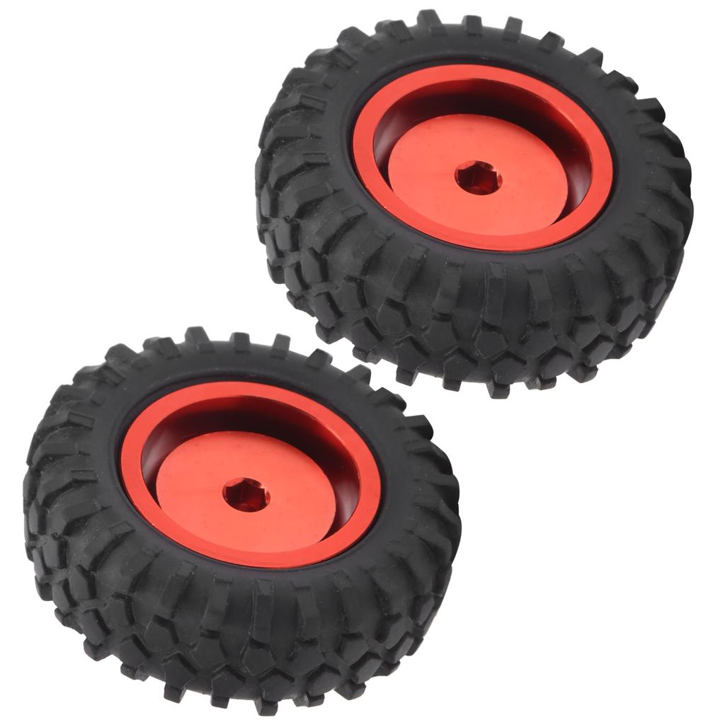 2Pcs Truck Wheel Rubber Tire 55mm Dia Aluminium Alloy Fit for WPL D12 110 RC CarRed