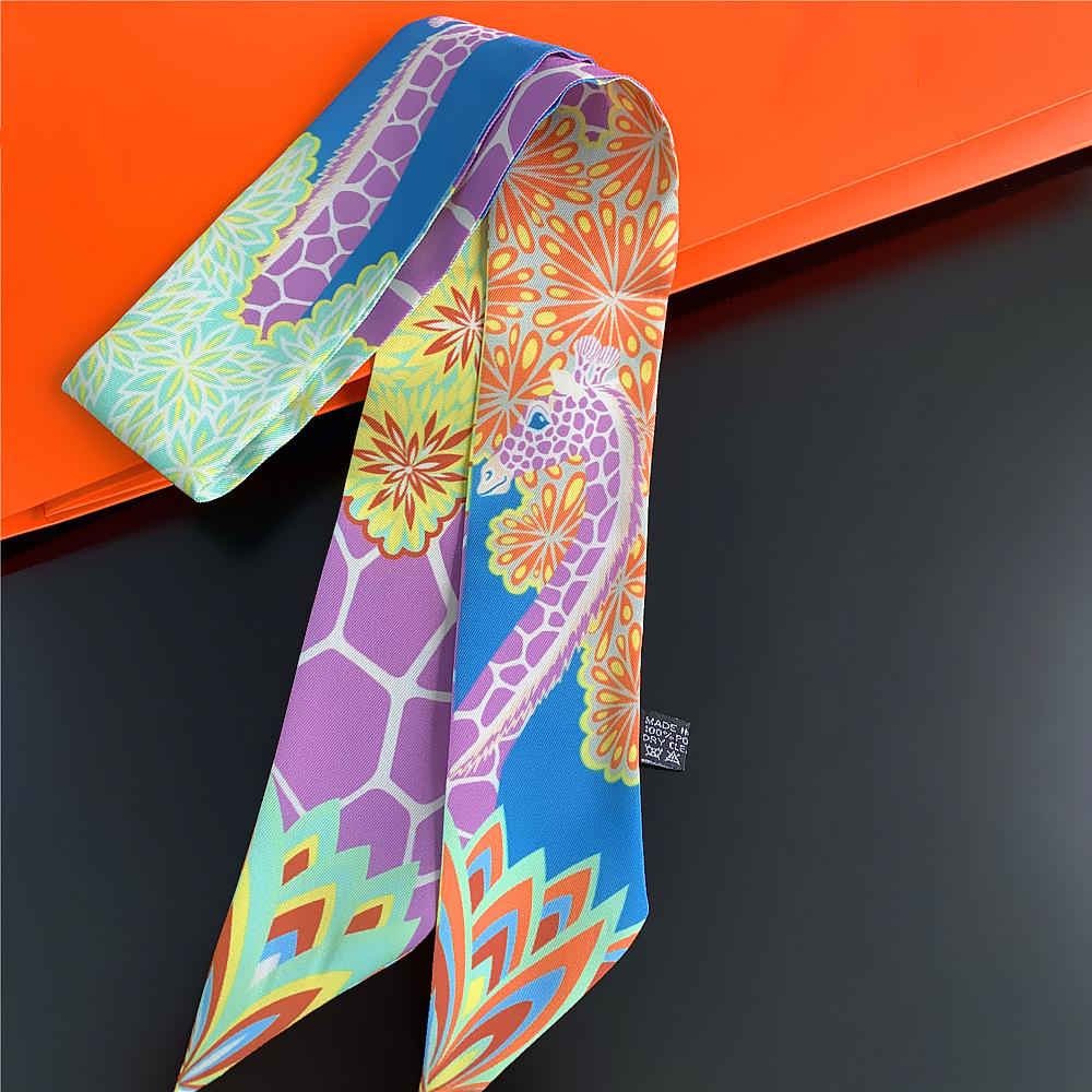 Französisches Seidentuch Klein Lang Dekoratives Band Retro Stirnband Damen Köper Giraffe Taschengurt Band Wicklung 5*90cm