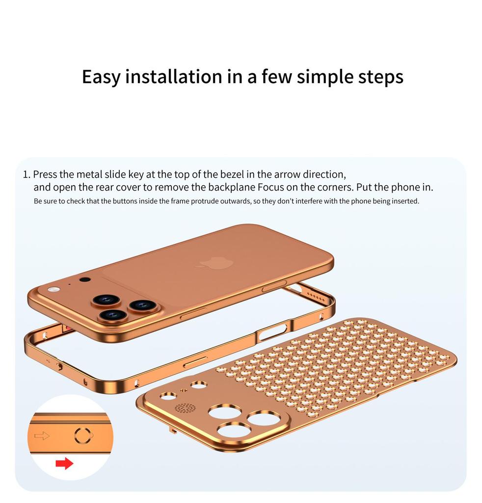 iPhone 18 Pro/Pro Max Aromatherapy Heat Dissipation Metal Snap-On Case